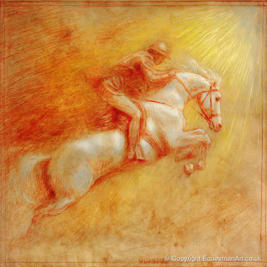 Ascent Into Light - show jumping horse art print and canvas by Douglas Fairley A.I