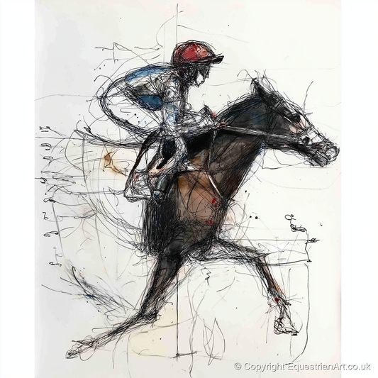 At Full Stretch - racing horse art print and canvas by Giles Bancroft A.I