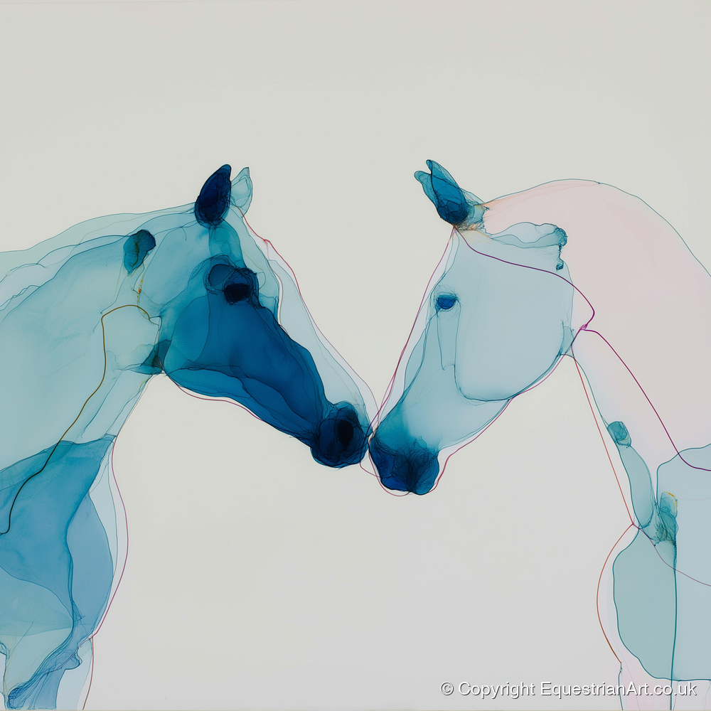 Azure Affinity - horse portrait art print and canvas by Audrey Fontaine A.I