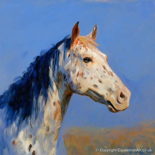 Azure Appaloosa Portrait - horse breed art print and canvas by Gabriel Hayes A.I