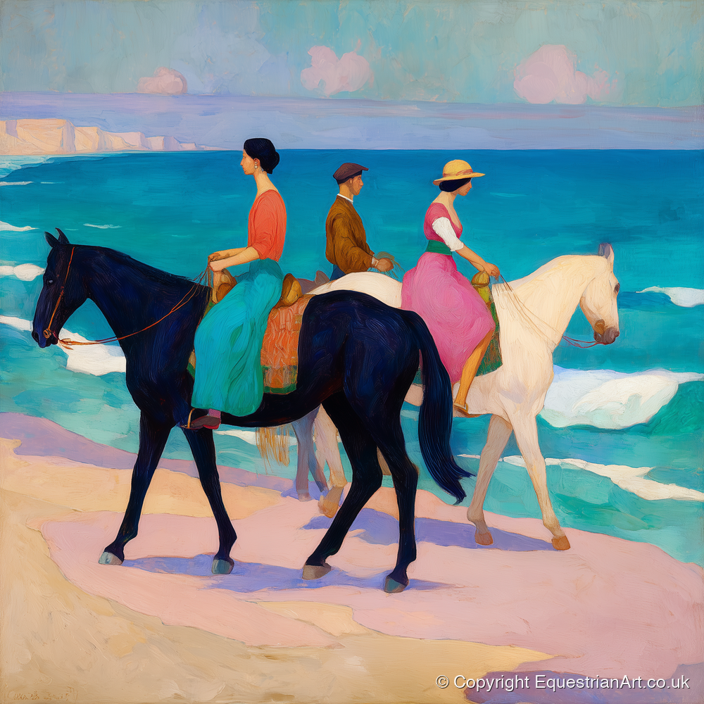 Azure Coastal Hack - horse landscape art print and canvas by Aldous Trent A.I