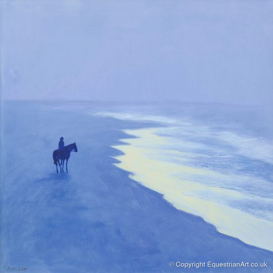 Azure Coastal Ride - horse landscape art print and canvas by Marguerite de Winter A.I