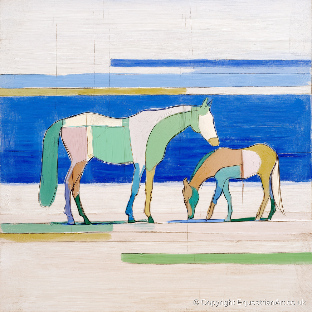 Azure Equine Geometry - horse landscape art print and canvas by Miles St. John A.I