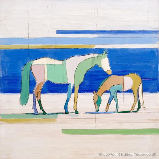 Azure Equine Geometry - horse landscape art print and canvas by Miles St. John A.I