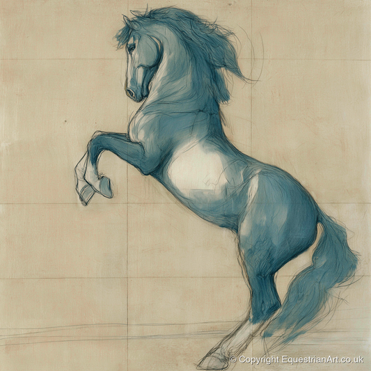 Azure Equine Study - horse portrait art print and canvas by Clara Pemberton A.I