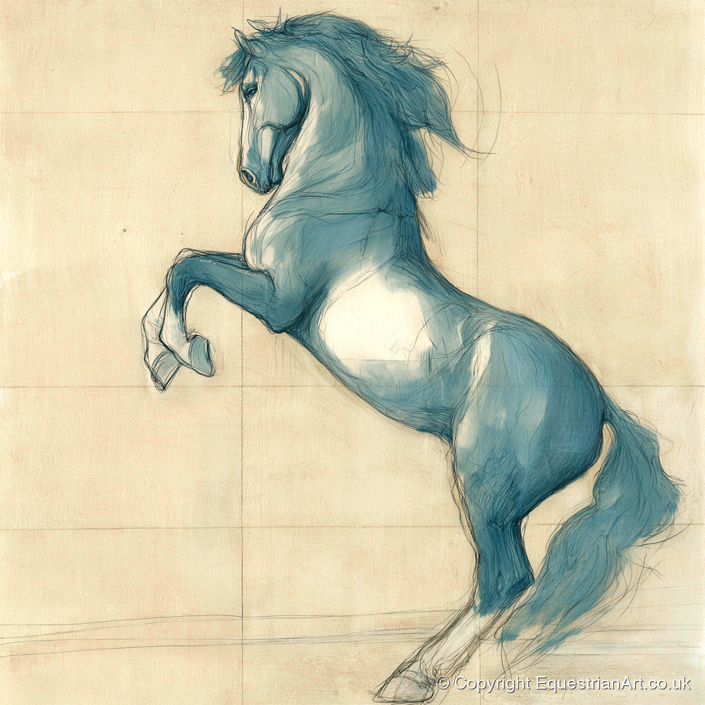 Azure Equine Study - horse portrait art print and canvas by Clara Pemberton A.I