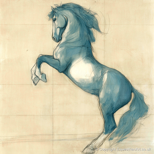 Azure Equine Study - horse portrait art print and canvas by Clara Pemberton A.I