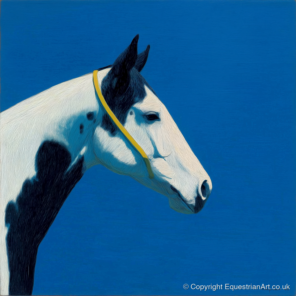 Azure Piebald Profile - horse breed art print and canvas by Malcolm Hastings A.I