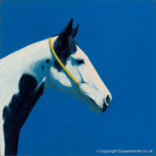 Azure Piebald Profile - horse breed art print and canvas by Malcolm Hastings A.I