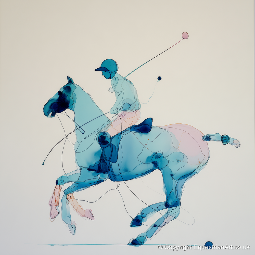 Azure Polo Gallop - polo horse art print and canvas by Audrey Fontaine A.I