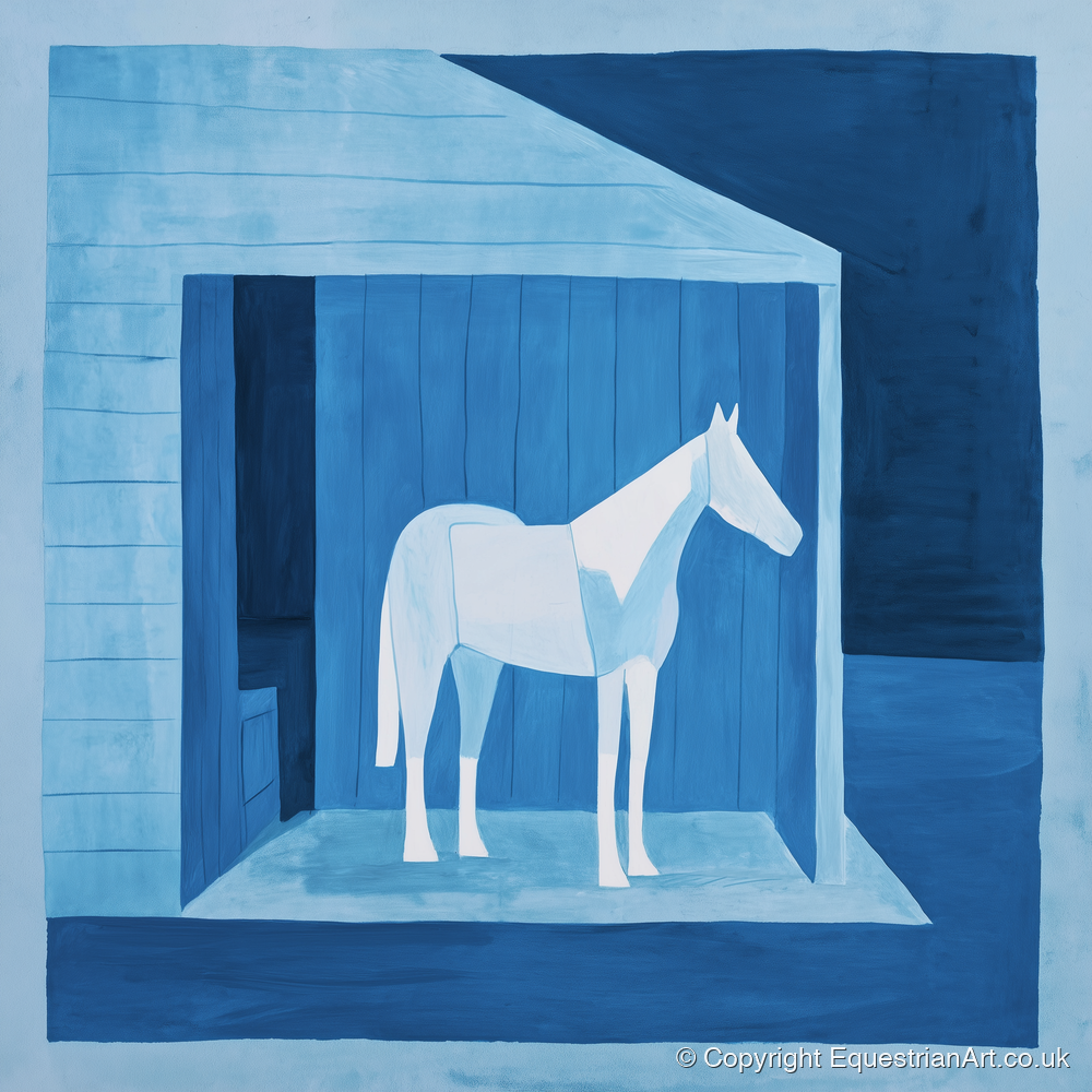Azure Shelter - horse stable art print and canvas by Roland Bishop A.I