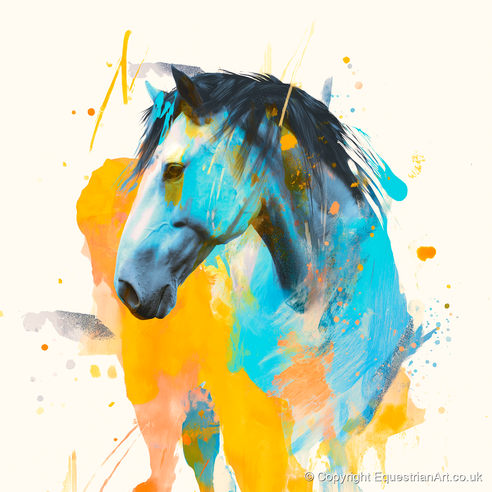 Azure Spirit - horse portrait art print and canvas by Gwendolyn Hurst A.I