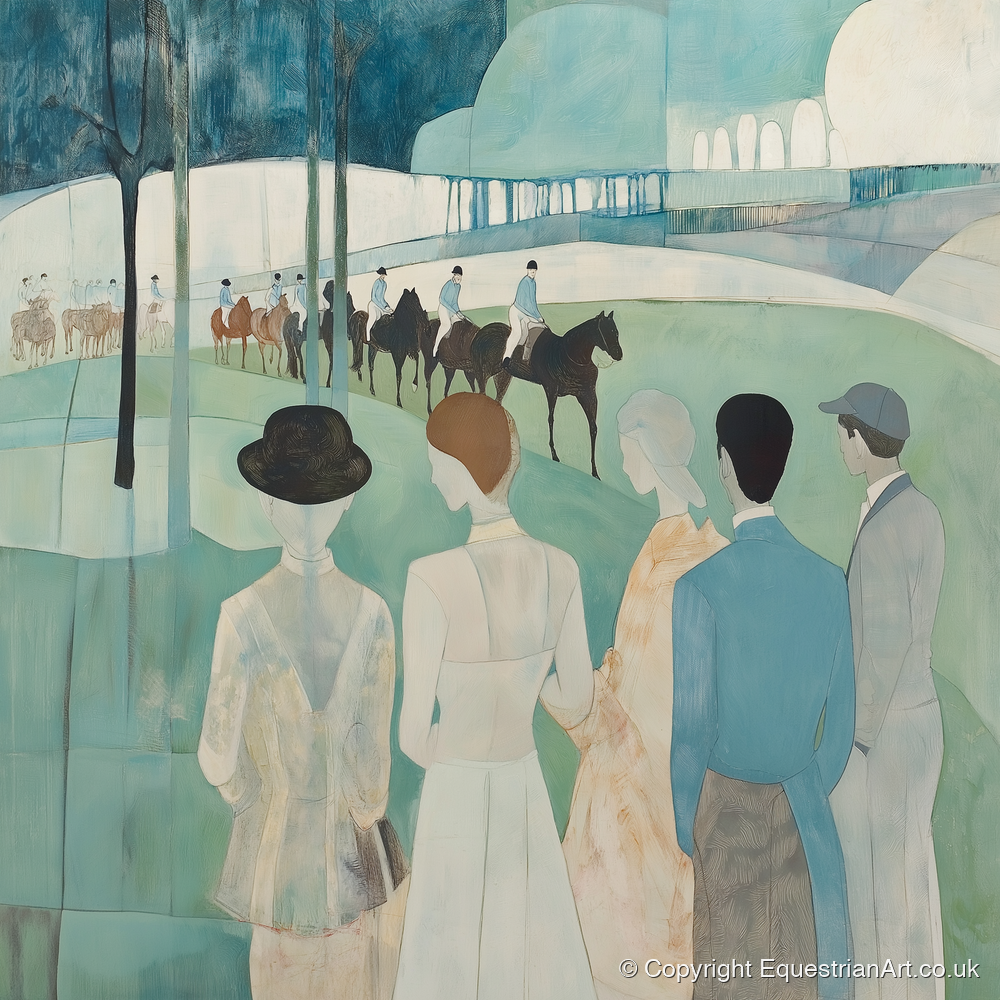 Before the Off - racing horse art print and canvas by Flora Whitby A.I