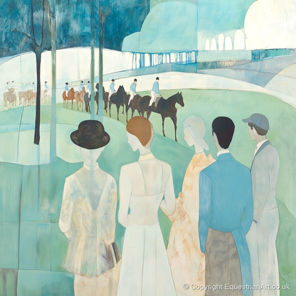 Before the Off - racing horse art print and canvas by Flora Whitby A.I