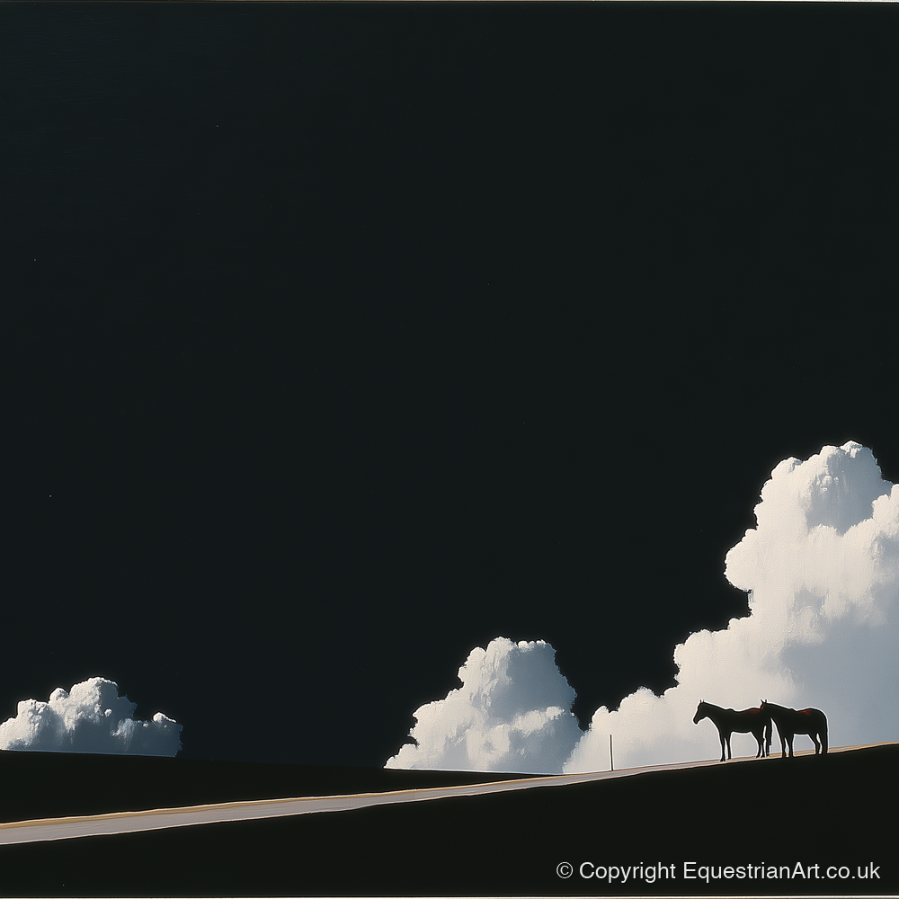 Beneath an Obsidian Sky - horse landscape art print and canvas by Adelaide Calloway A.I