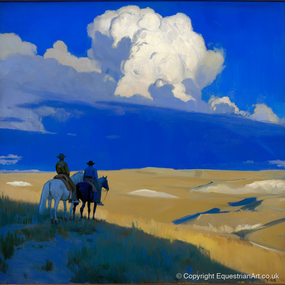 Beneath the Cobalt Sky - horse landscape art print and canvas by Percival Kent A.I