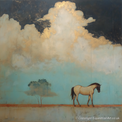 Beneath the Gilded Cloud - horse landscape art print and canvas by Eloise Fairfax A.I