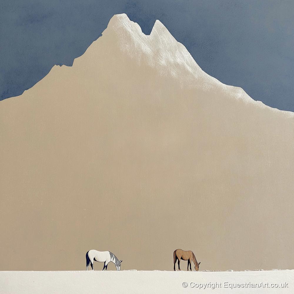 Beneath the Golden Peak - horse landscape art print and canvas by Phillip Marbury A.I