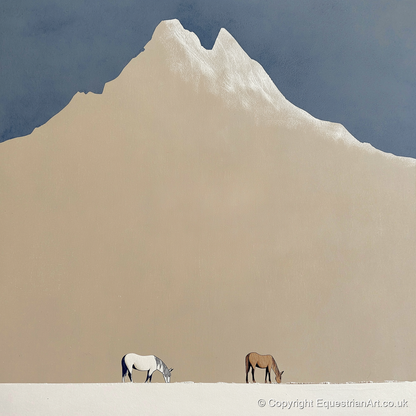Beneath the Golden Peak - horse landscape art print and canvas by Phillip Marbury A.I