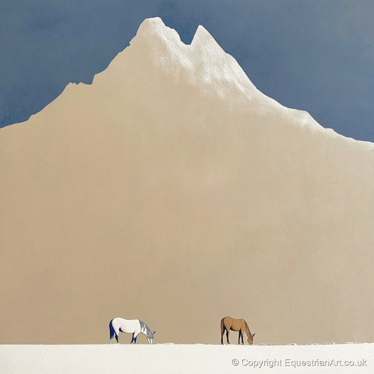 Beneath the Golden Peak - horse landscape art print and canvas by Phillip Marbury A.I