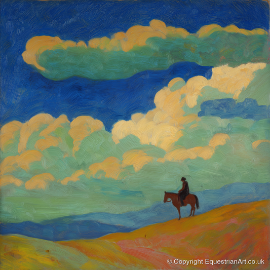 Beneath the Vibrant Heavens - horse landscape art print and canvas by Rowan Sinclair A.I