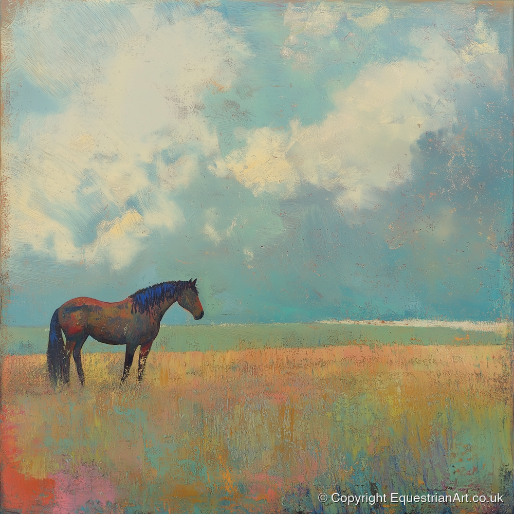 Beneath Turquoise Skies - horse landscape art print and canvas by Benedict Croft A.I