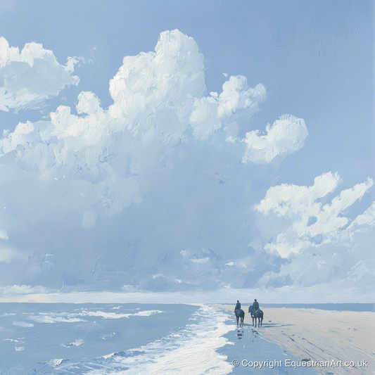 Beneath Vast Coastal Skies - horse landscape art print and canvas by Oscar Pendleton A.I