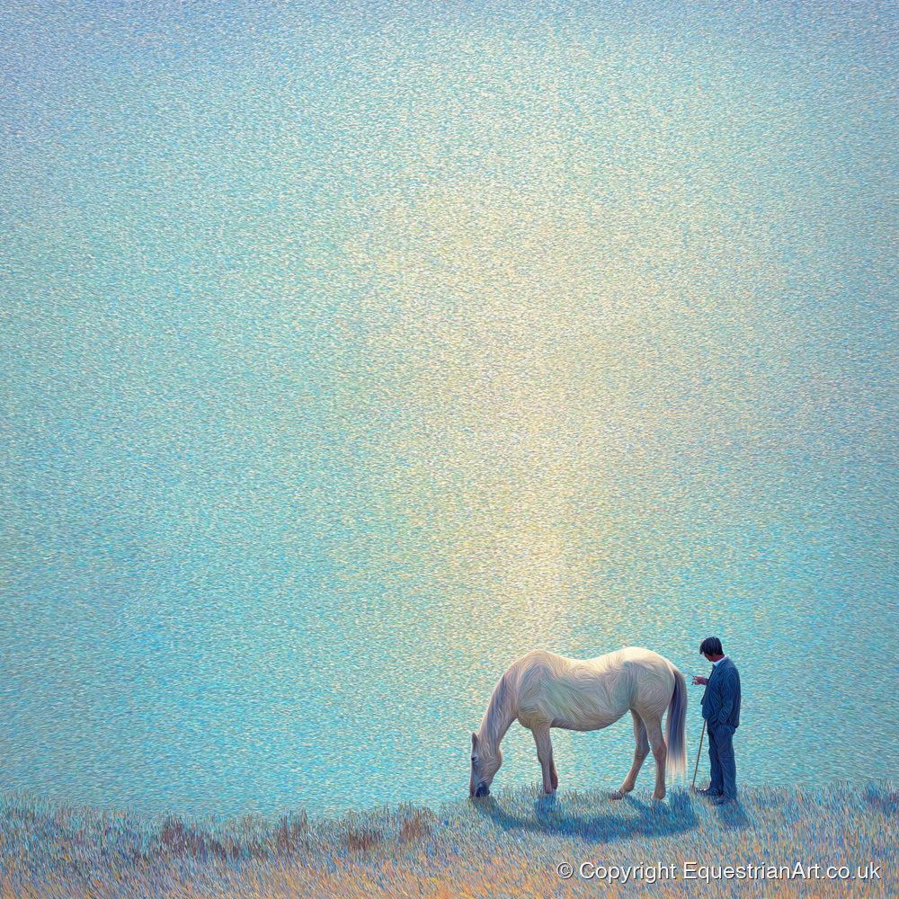 Beside Still Waters - horse & rider art print and canvas by Sienna Radcliffe A.I