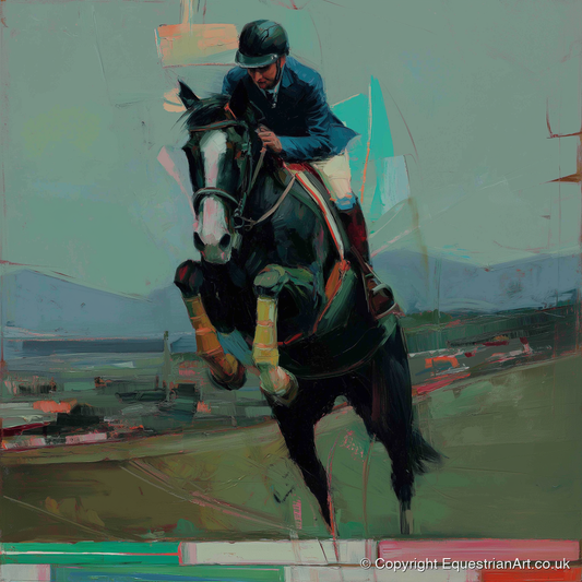 Bold Ascent - show jumping horse art print and canvas by Quentin Hart A.I