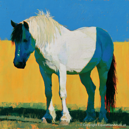 Bold Blue and White Cob - horse breed art print and canvas by Daphne Morley A.I