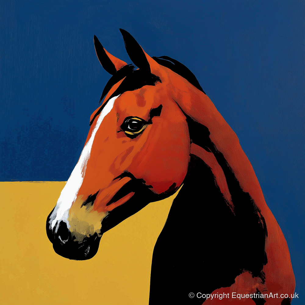 Bold Chestnut Portrait - horse portrait art print and canvas by Vivienne Hartley A.I