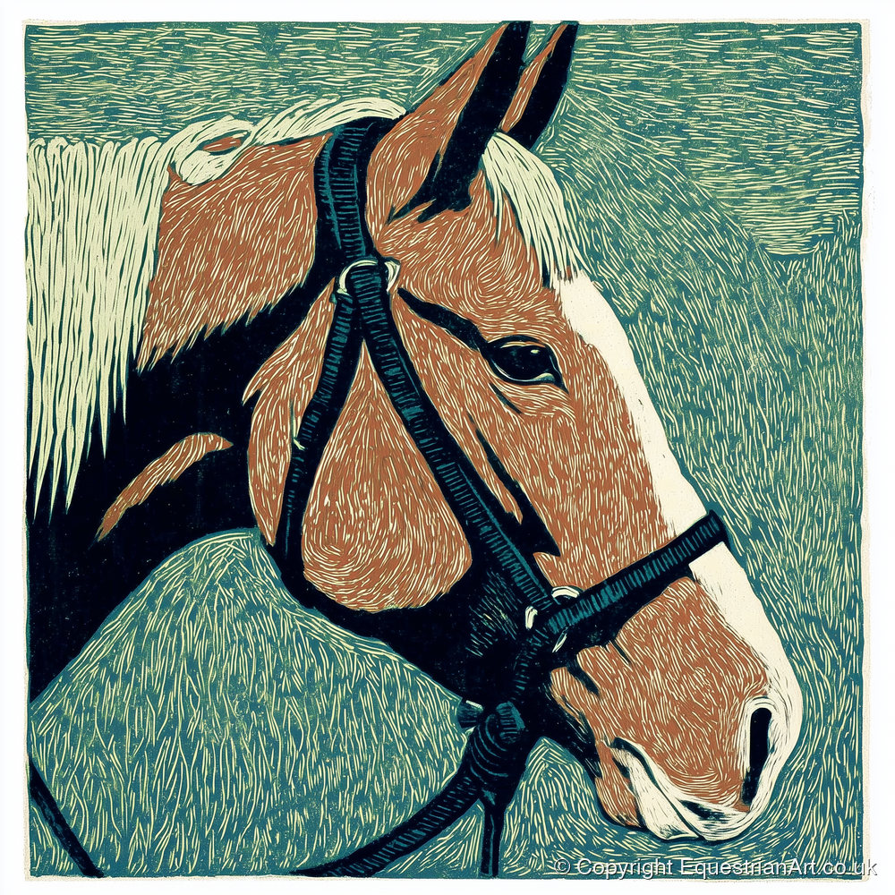 Bold Chestnut Profile - horse portrait art print and canvas by Hector Sullivan A.I