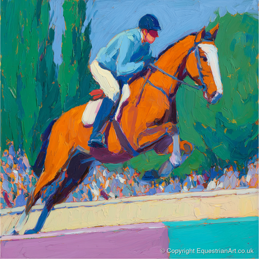 Bold Clear Round - show jumping horse art print and canvas by Marshall Davies A.I