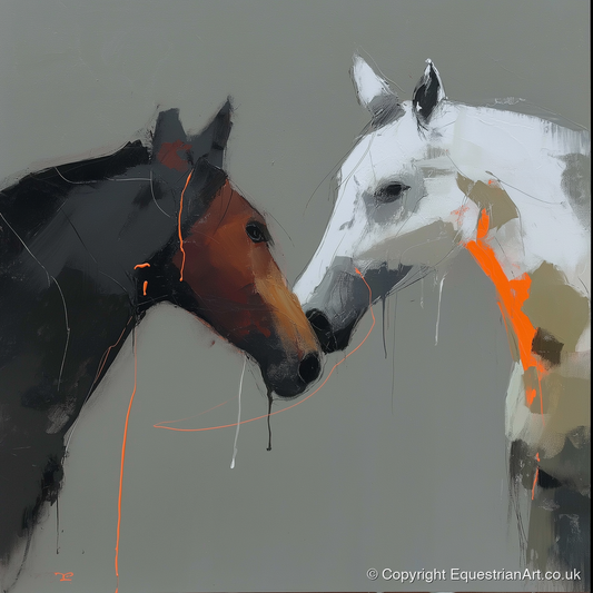 Bold Connection - horse portrait art print and canvas by Cedric Barrett A.I