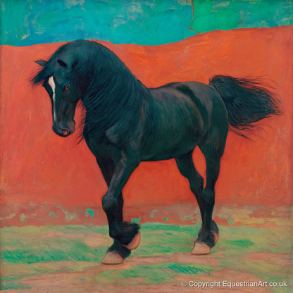Bold Friesian Rhythm - horse breed art print and canvas by Lawrence Gable A.I