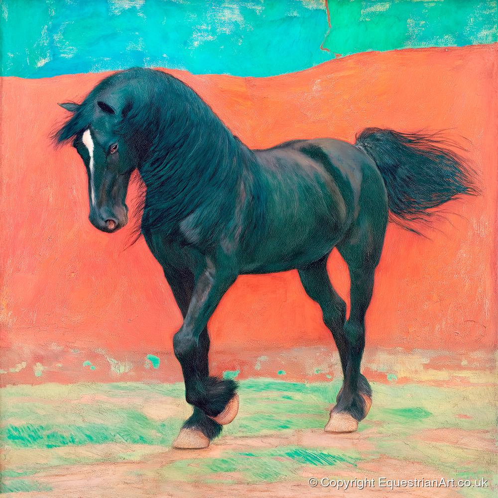 Bold Friesian Rhythm - horse breed art print and canvas by Lawrence Gable A.I