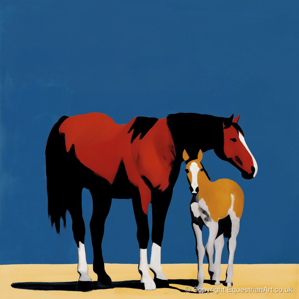 Bold Modern Devotion - mare & foal art print and canvas by Vivienne Hartley A.I