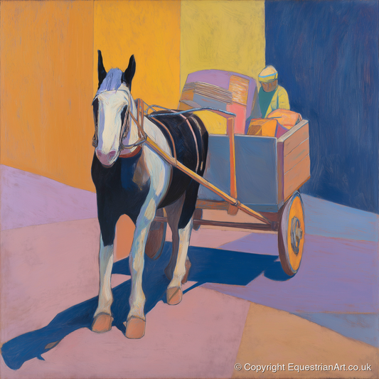 Bold Sunlit Cart Horse - working horse art print and canvas by Helena Ashby A.I