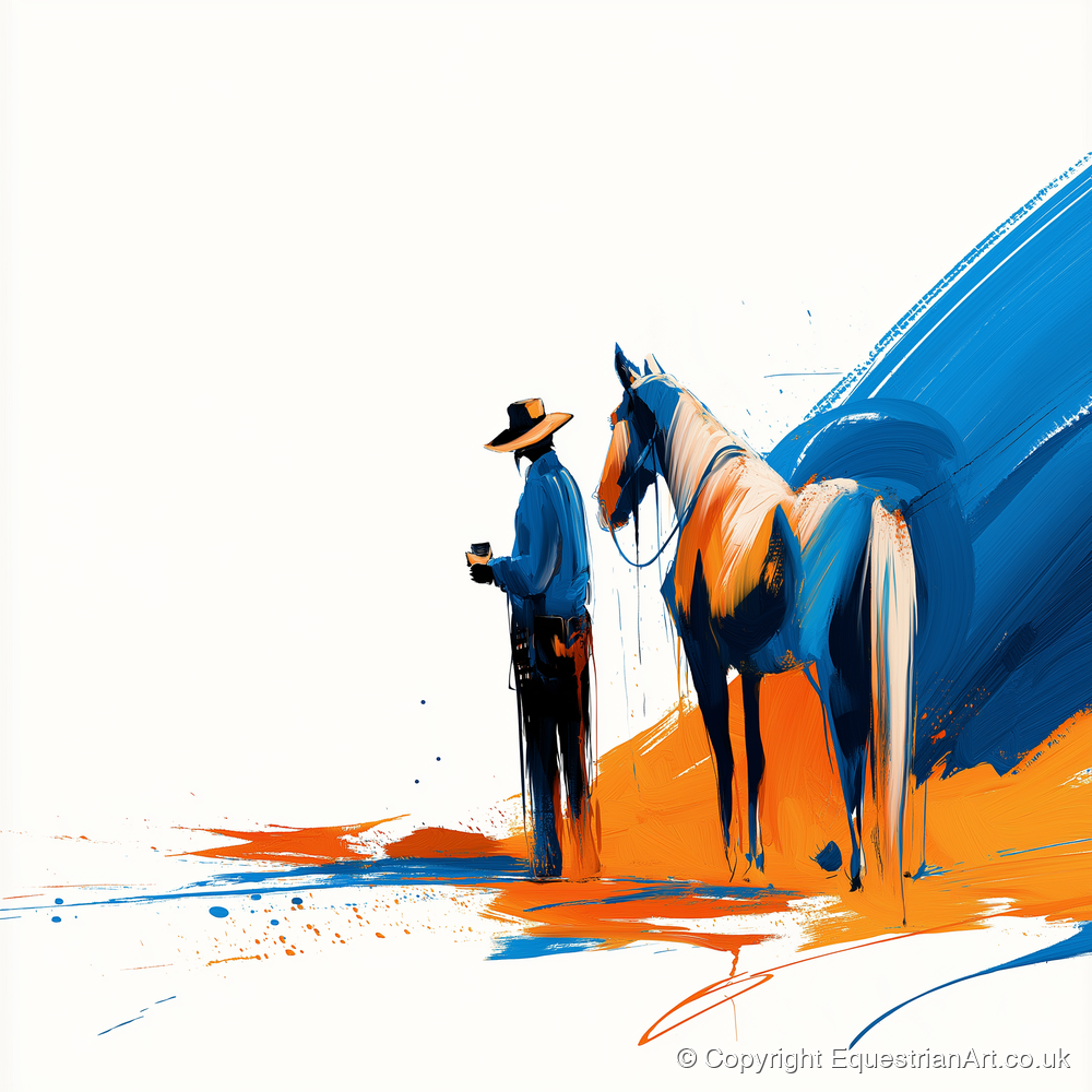Bold Western Bond - horse & rider art print and canvas by Winston Archer A.I