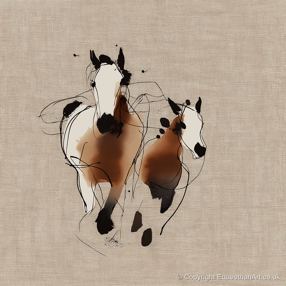 Bond In Motion - mare & foal art print and canvas by Julian Vance A.I