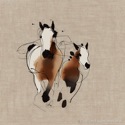 Bond In Motion - mare & foal art print and canvas by Julian Vance A.I