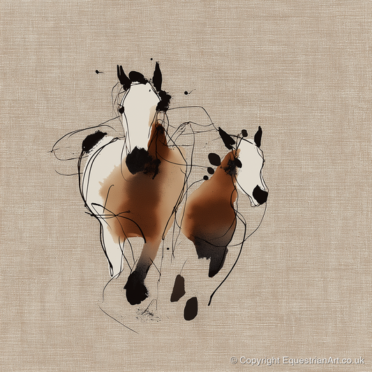Bond In Motion - mare & foal art print and canvas by Julian Vance A.I