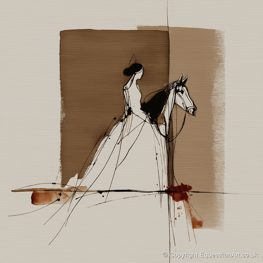 Bound in Sepia - horse & rider art print and canvas by Julian Vance A.I