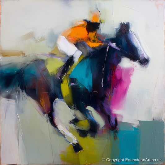 Burst of Speed - racing horse art print and canvas by Warren Yates A.I