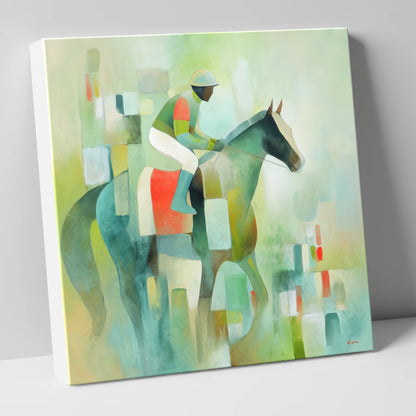 Serene Racing Geometry racing horse canvas wall art