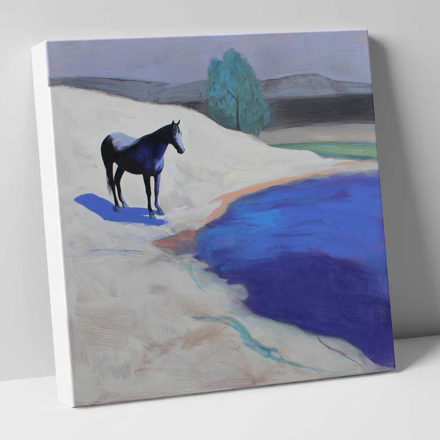 Blue Shore Solitude horse landscape canvas wall art