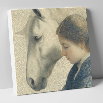Gentle Reflections horse & rider canvas wall art