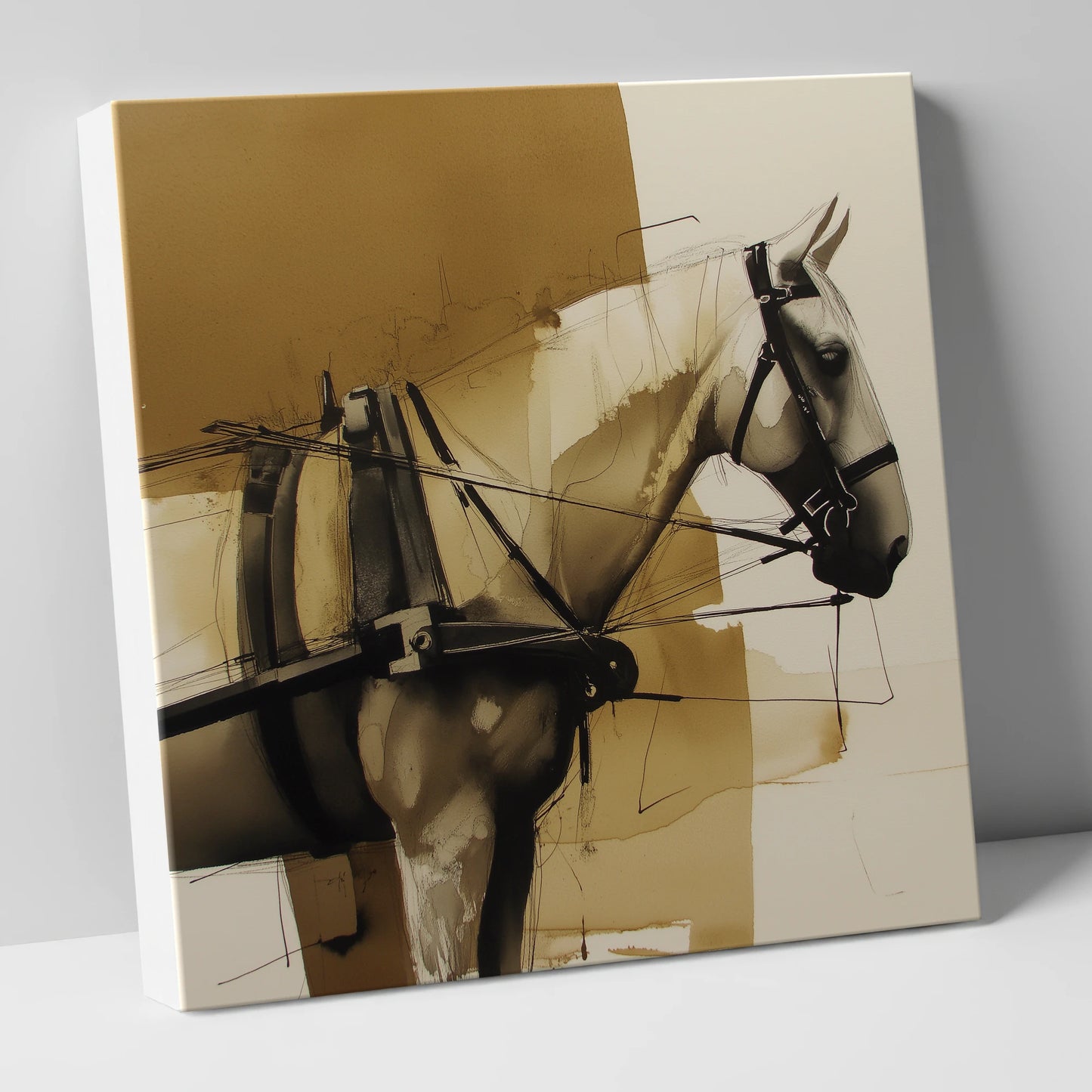 Sepia Harness Study working horse canvas wall art
