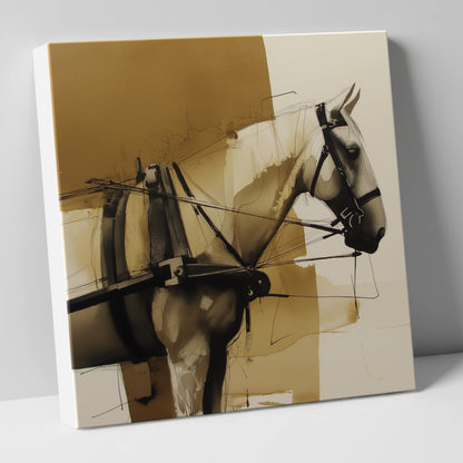 Sepia Harness Study working horse canvas wall art