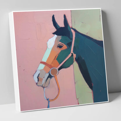 Modern Geometric Profile horse portrait canvas wall art